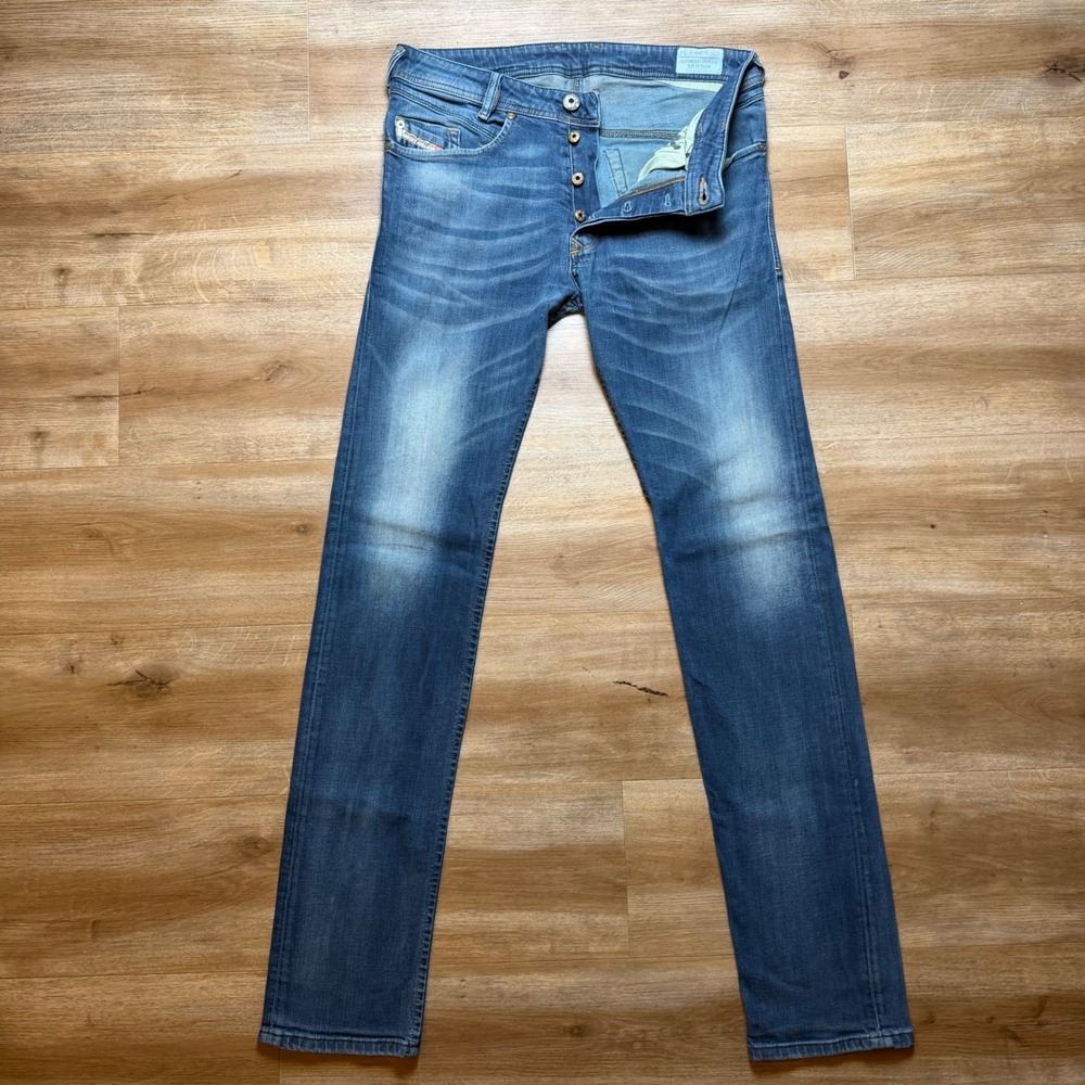 Diesel Iakop Jeans Mens 30x34 Blue Slim Tapered Stretch Wash 0802Q Denim